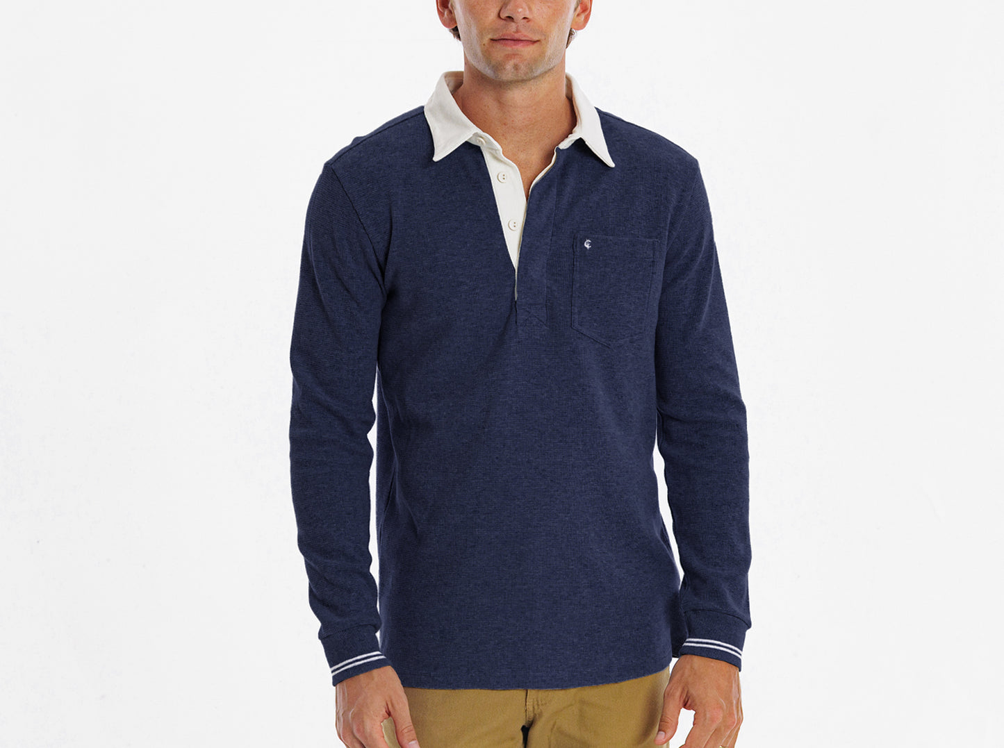 Waffle Rugby Shirt - Heather Navy