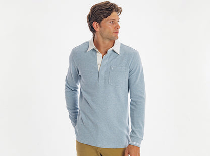 Waffle Rugby Shirt - Heather Blue