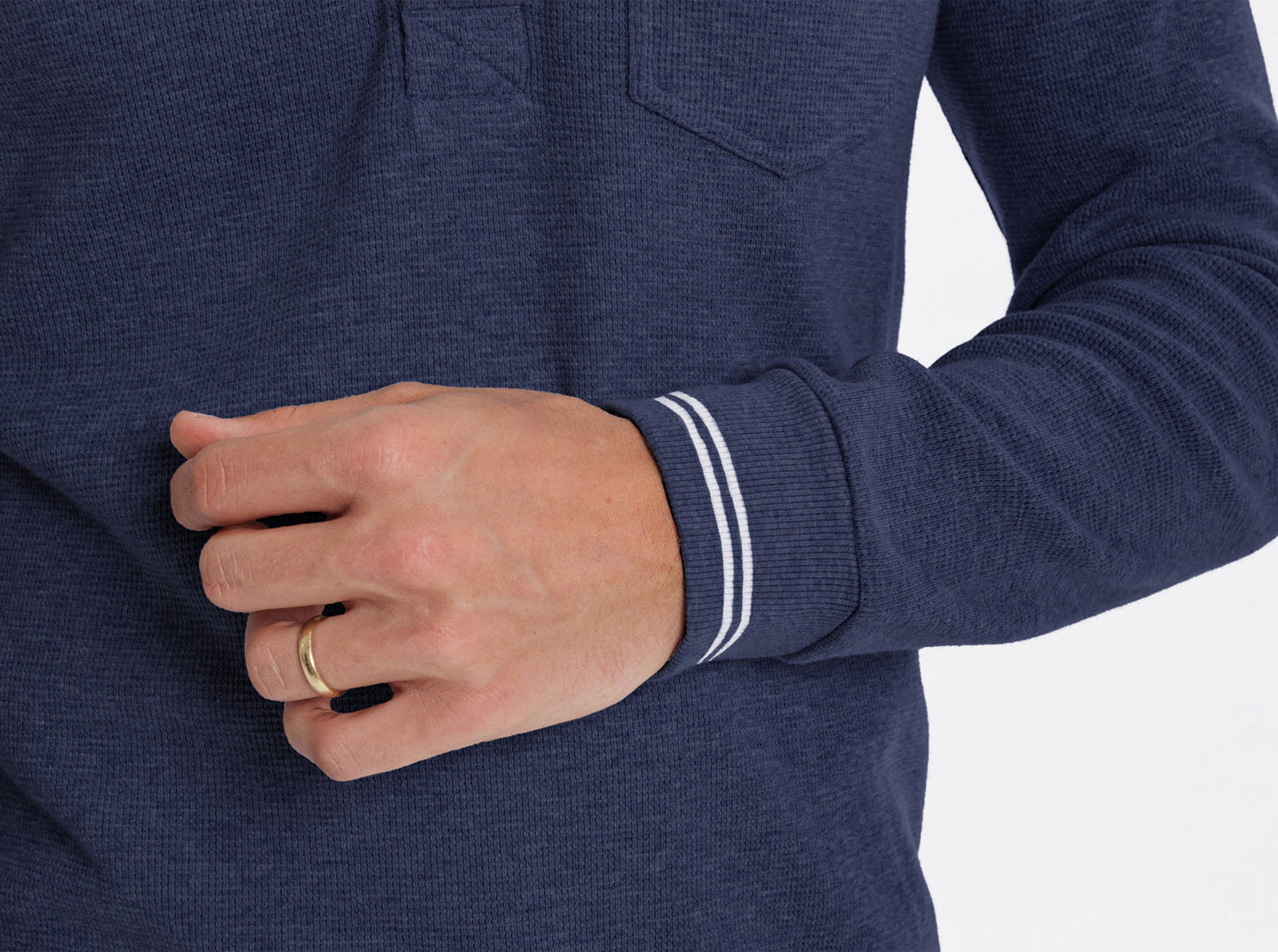 Waffle Rugby Shirt - Heather Navy