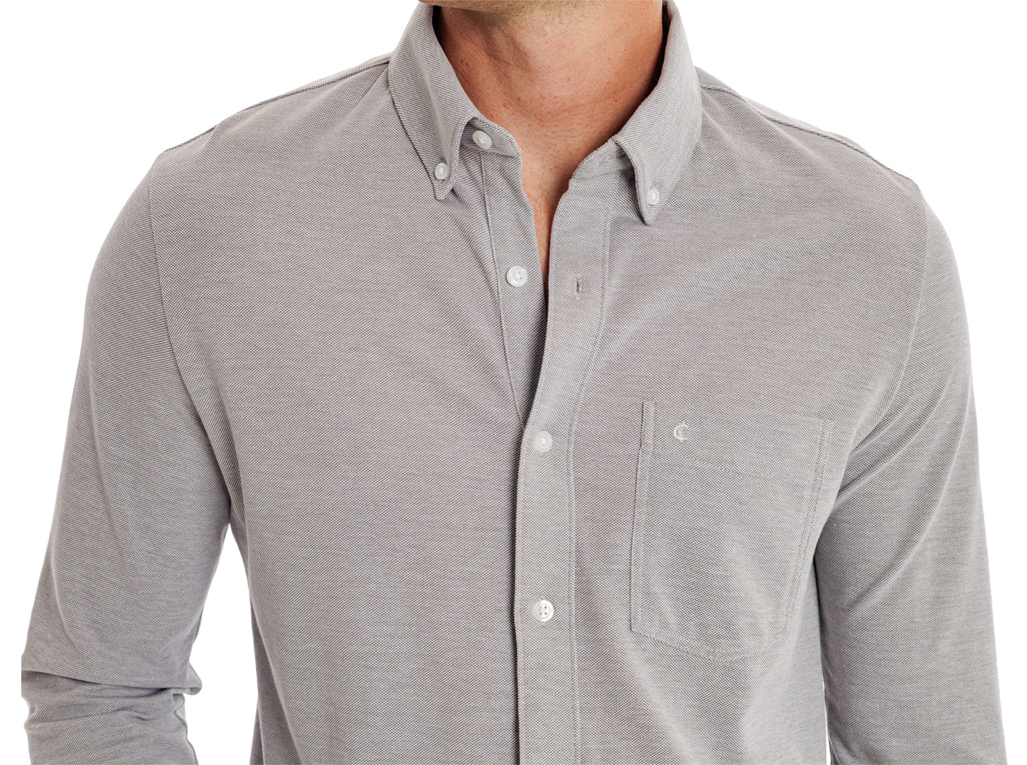 Criquet Oxford Knit Button Down in Light Gray, view 7