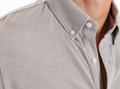 Criquet Oxford Knit Button Down in Light Gray, view 3