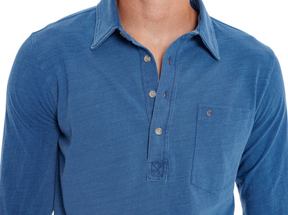 Indigo Knit Long Sleeve Players Shirt - Medium Wash Indigo