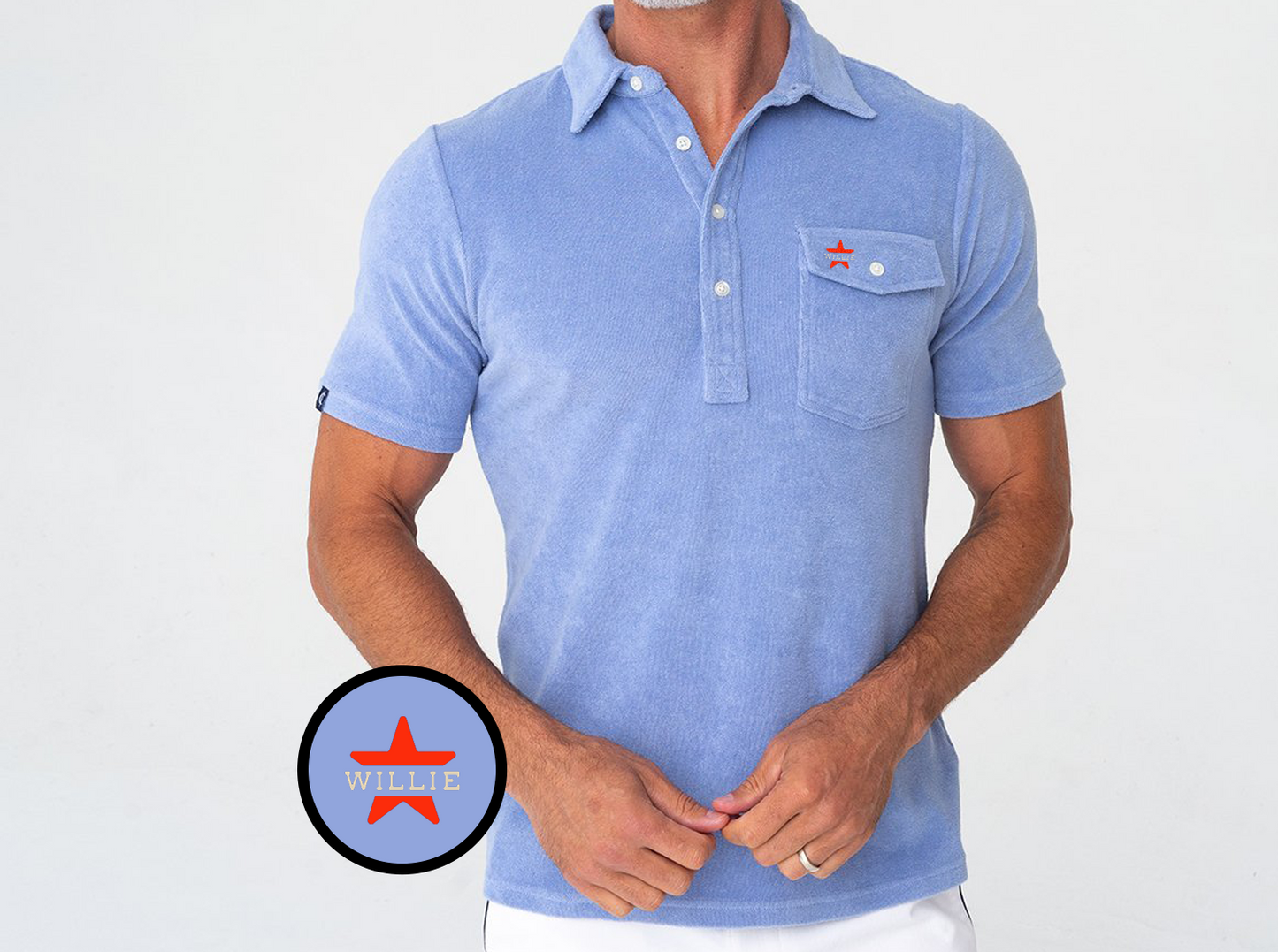 Willie Nelson Terrycloth Players Shirt - Willie Star - Perry Winkle