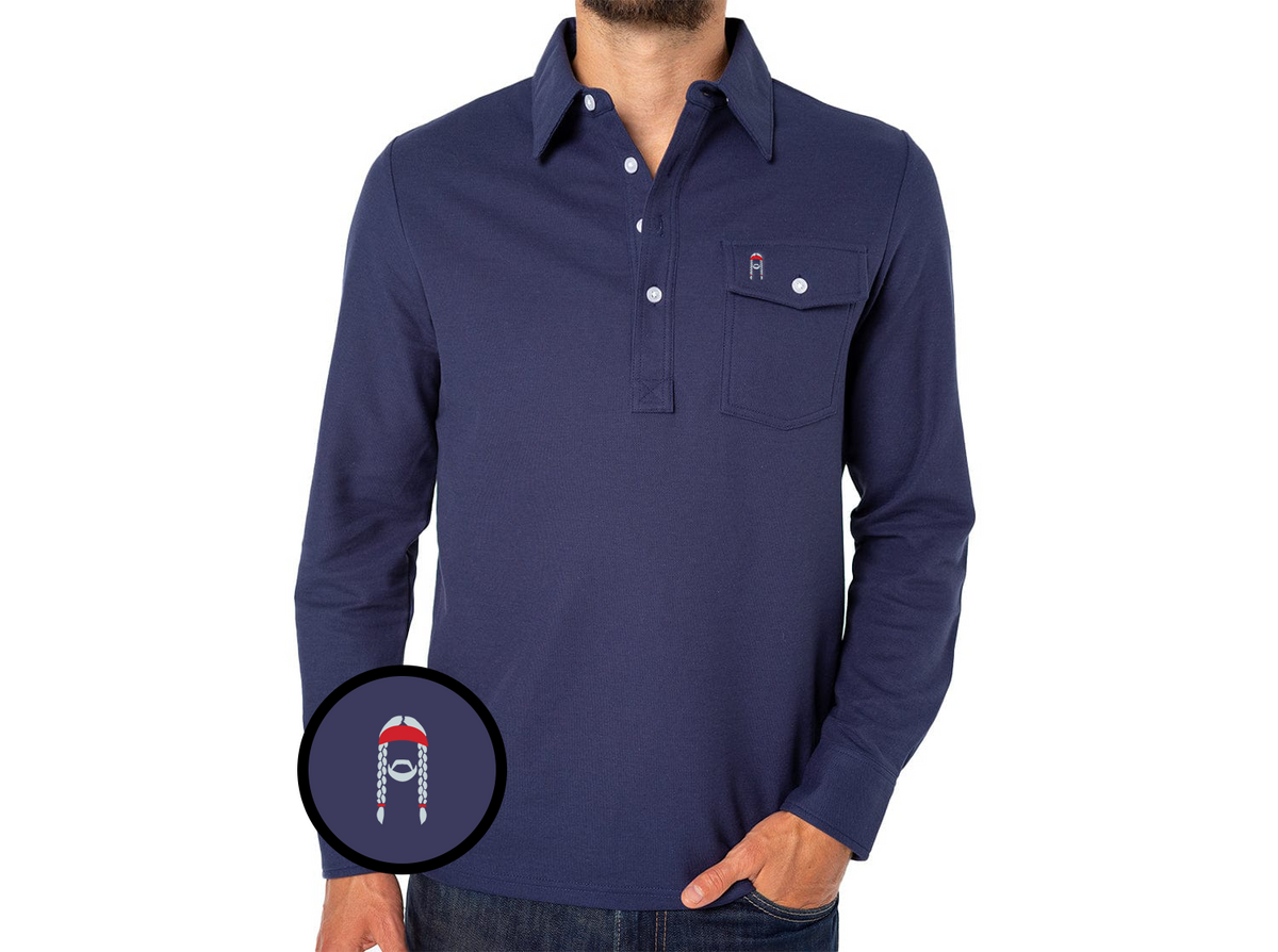 Willie Nelson Long Sleeve Players Shirt - The Icon - Peacoat
