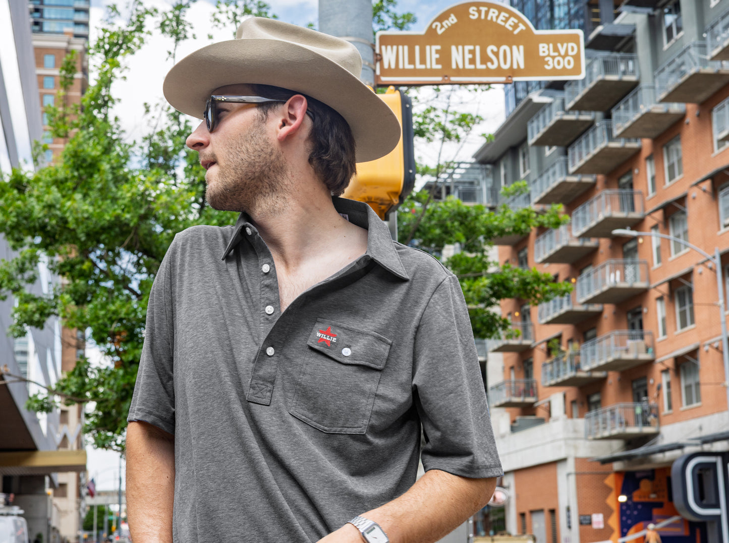 Willie Nelson Players Shirt - Willie Star - Heather Grey
