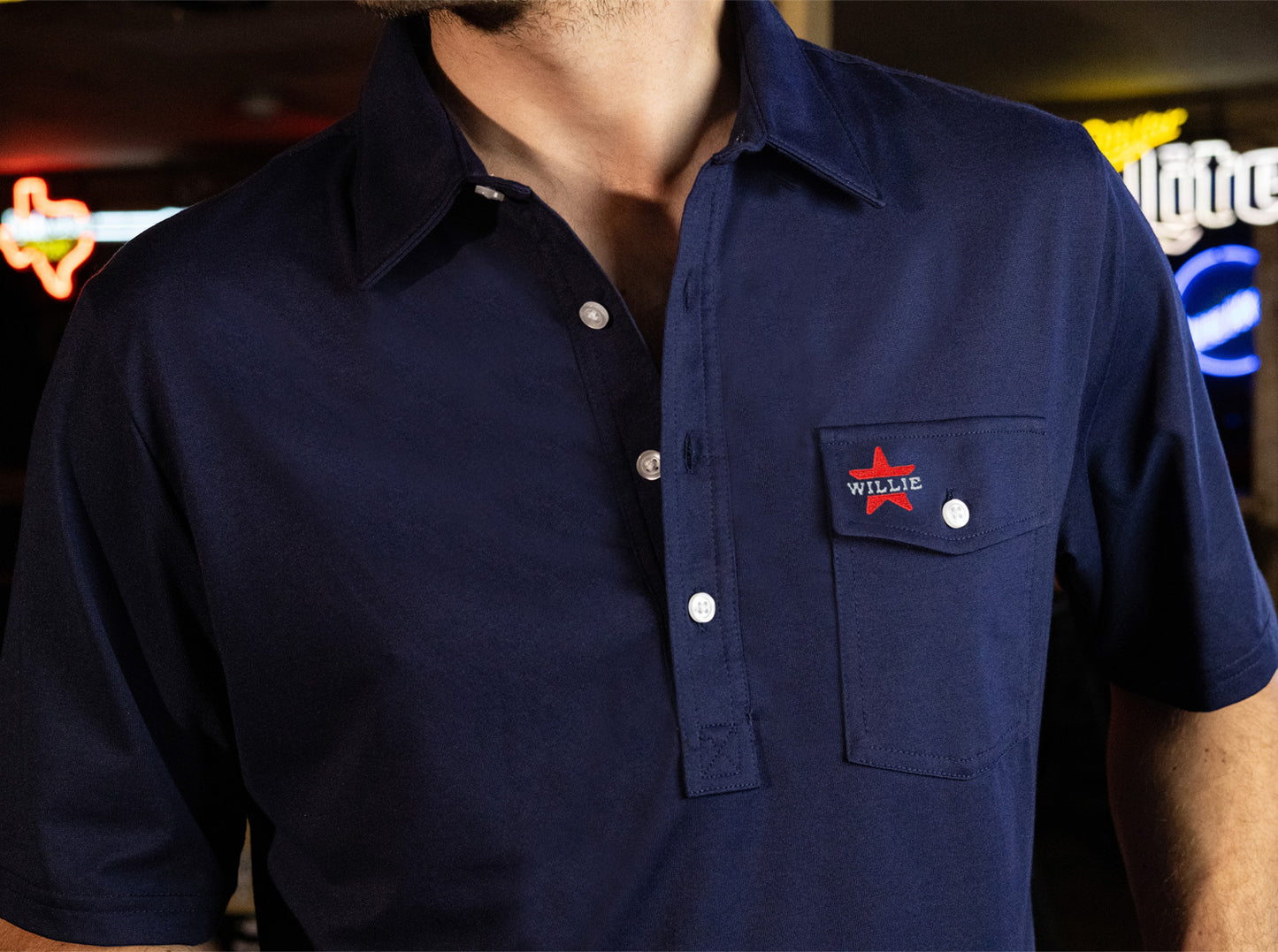 Willie Nelson Players Shirt - Willie Star - Navy