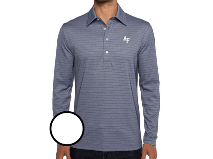 Air Force - Jacquard Long Sleeve Range Polo - Interlock - Navy Stripe