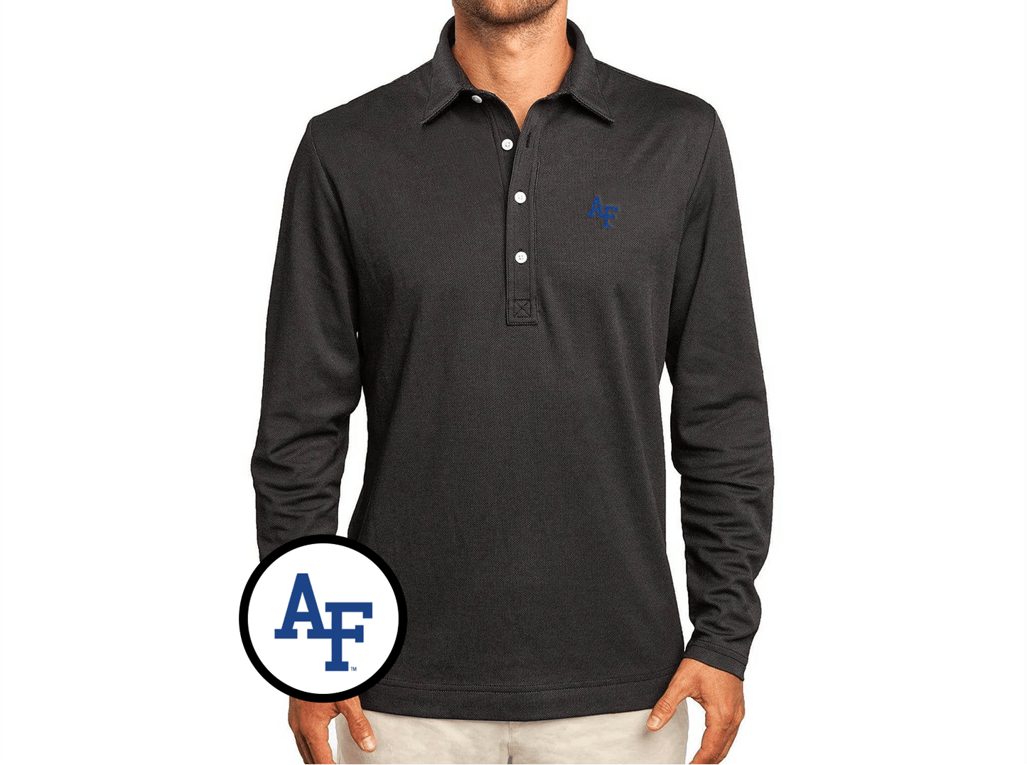Air Force - Jacquard Long Sleeve Range Polo - Interlock - Black
