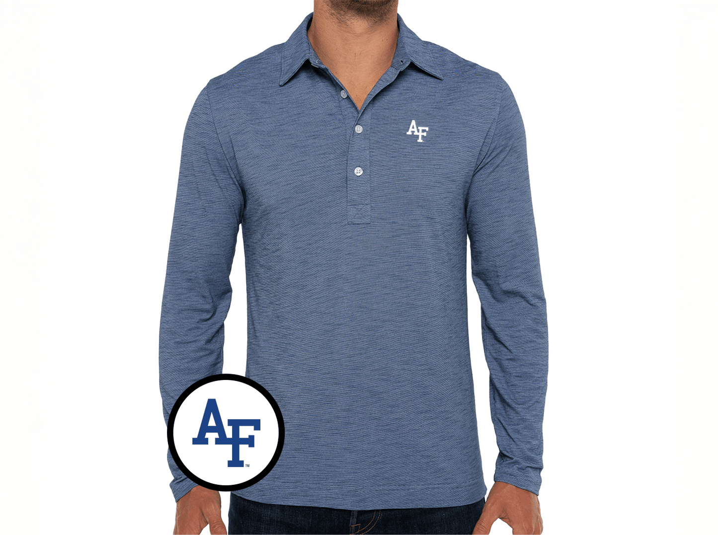 Air Force - Brrr Long Sleeve Range Polo - Interlock - Riviera