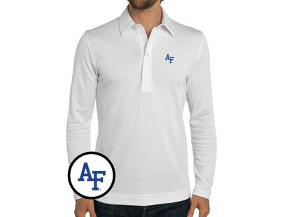 Air Force - Jacquard Long Sleeve Range Polo - Interlock - White