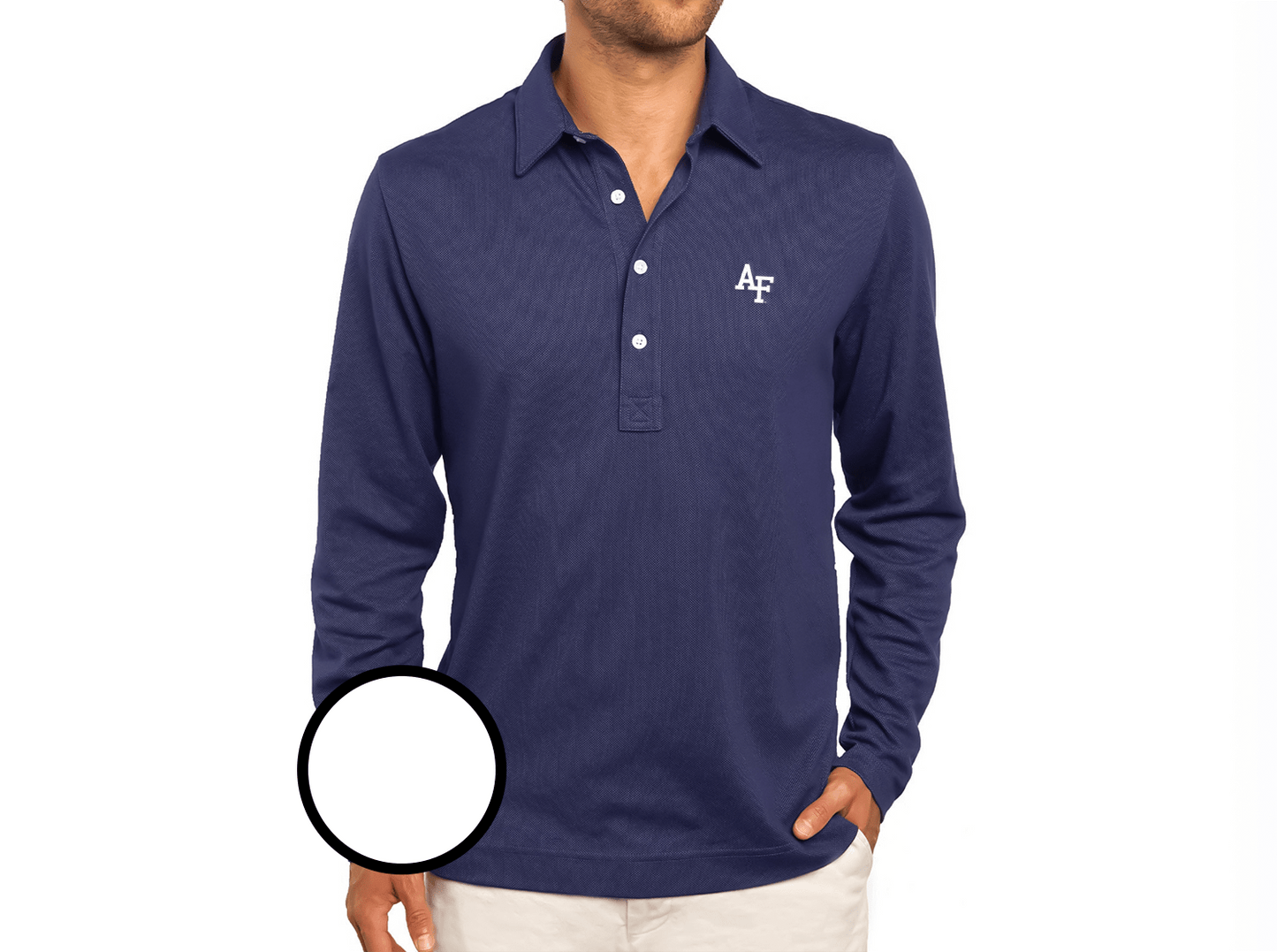 Air Force - Jacquard Long Sleeve Range Polo - Interlock - Navy