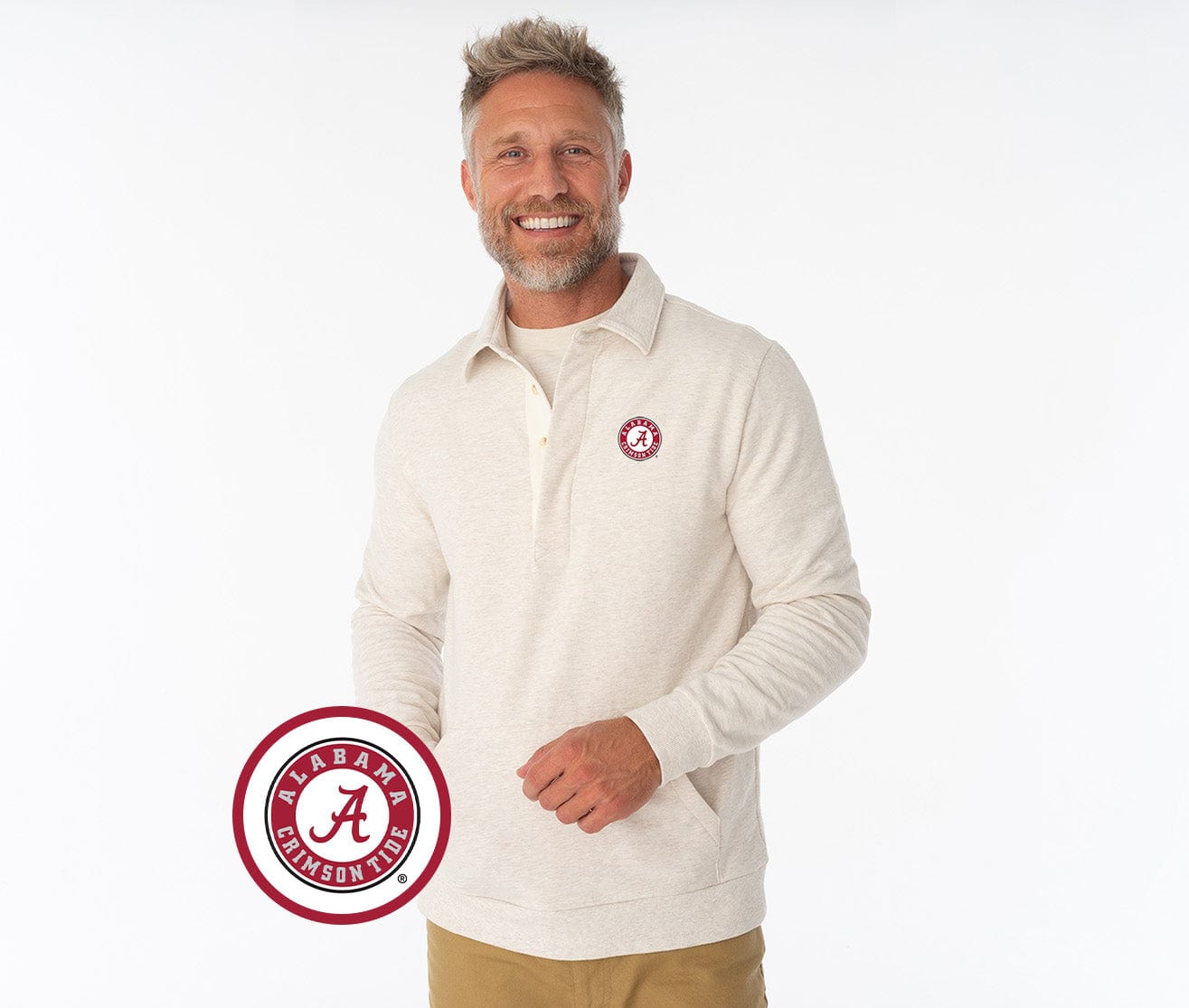 Alabama - Collared Sweatshirt - A-Badge - Off White