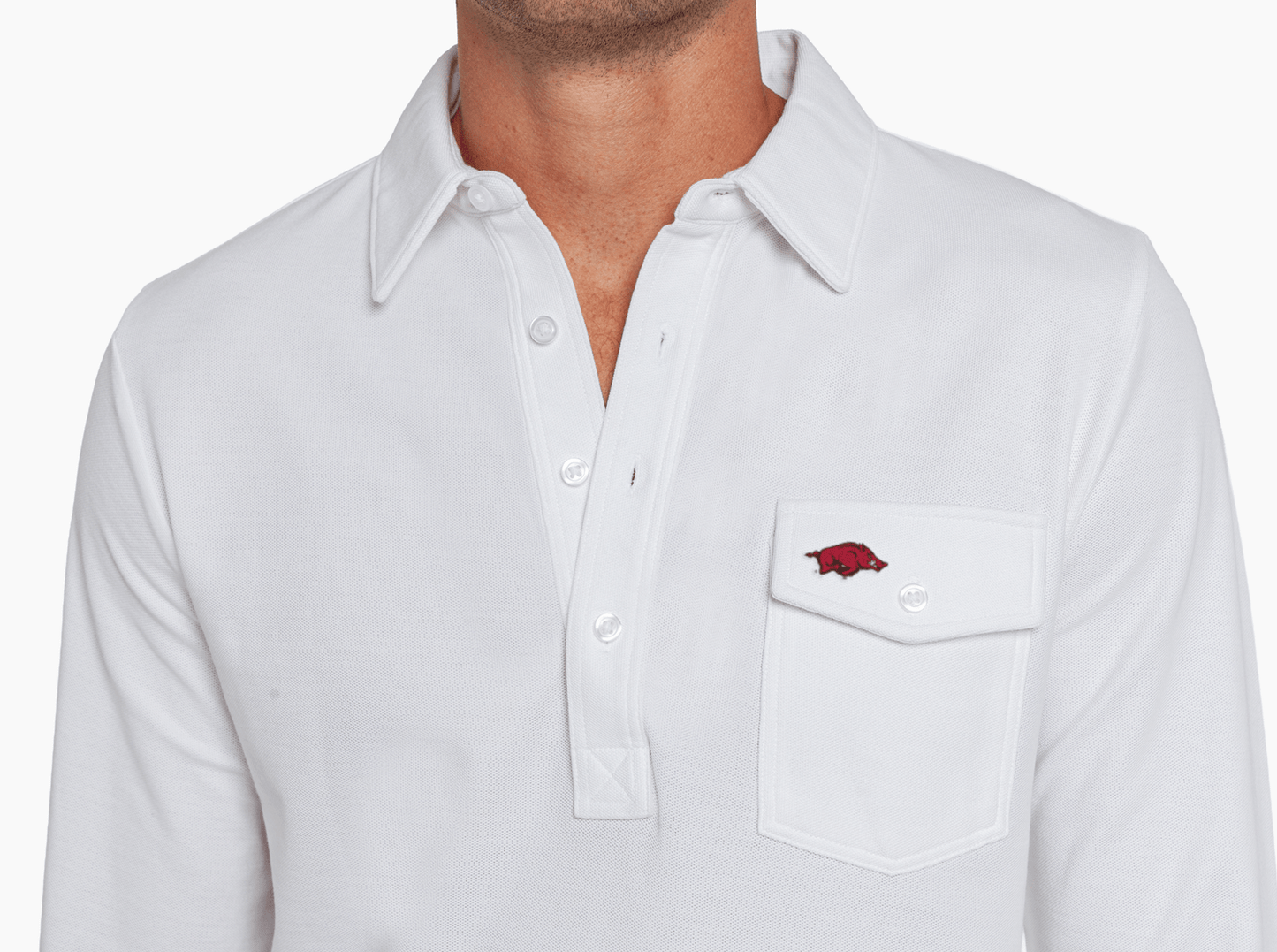 Arkansas - Long Sleeve Players Shirt - Hog - White
