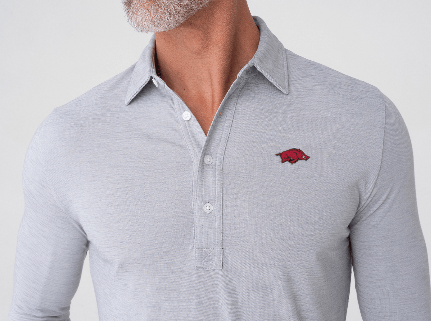 Arkansas - Brrr Long Sleeve Range Polo - Hog - Silverado