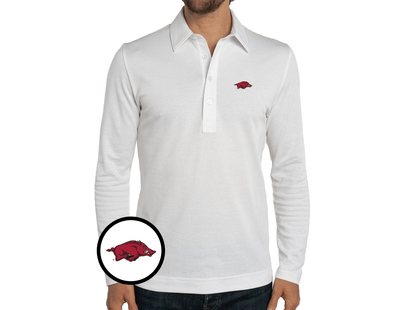 Arkansas - Jacquard Long Sleeve Range Polo - Hog - White
