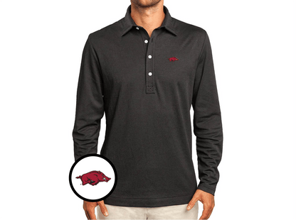Arkansas - Jacquard Long Sleeve Range Polo - Hog - Black