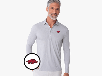 Arkansas - Brrr Long Sleeve Range Polo - Hog - Silverado