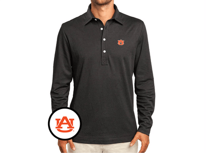 Auburn - Jacquard Long Sleeve Range Polo - AU - Black