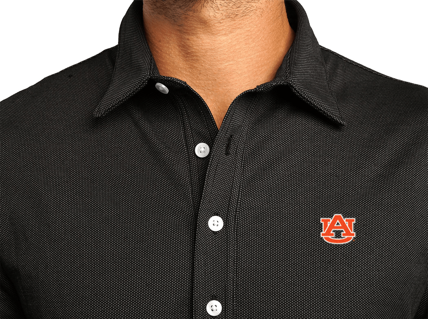 Auburn - Jacquard Long Sleeve Range Polo - AU - Black
