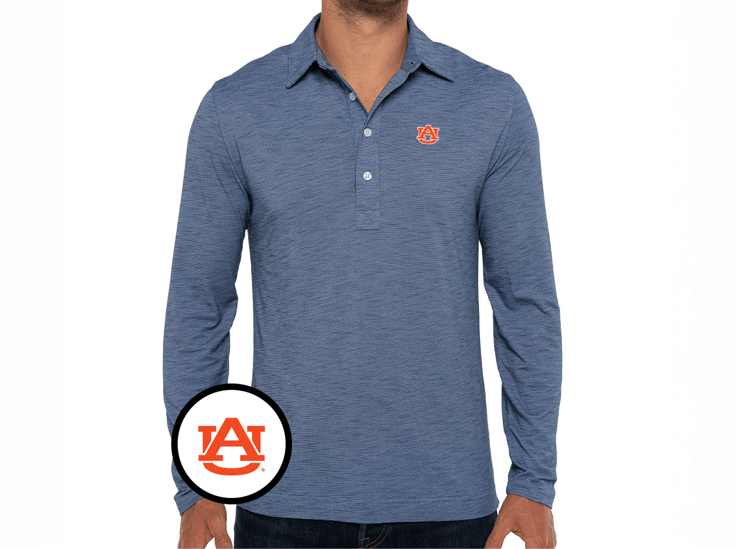 Auburn - Brrr Long Sleeve Range Polo - Interlock - Riviera