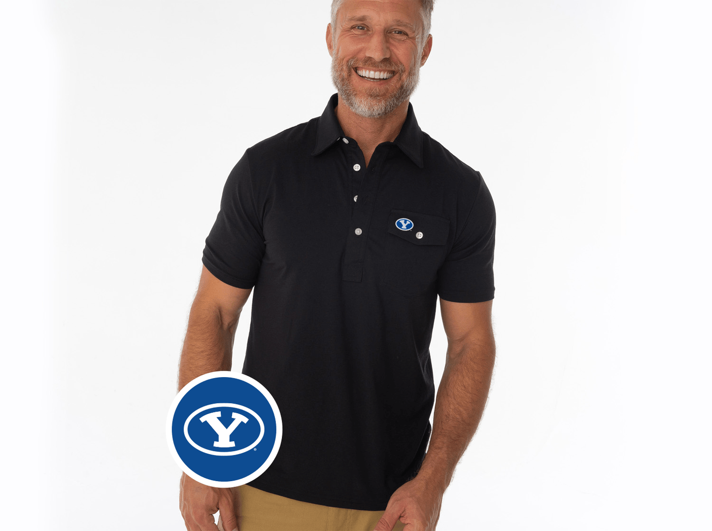 Brigham Young University - Coach's Performance Players Shirt - Oval Y - Black