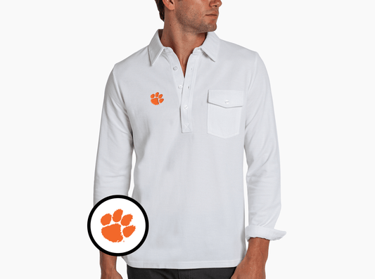 Clemson University - Long Sleeve Players Shirt - Paw - White