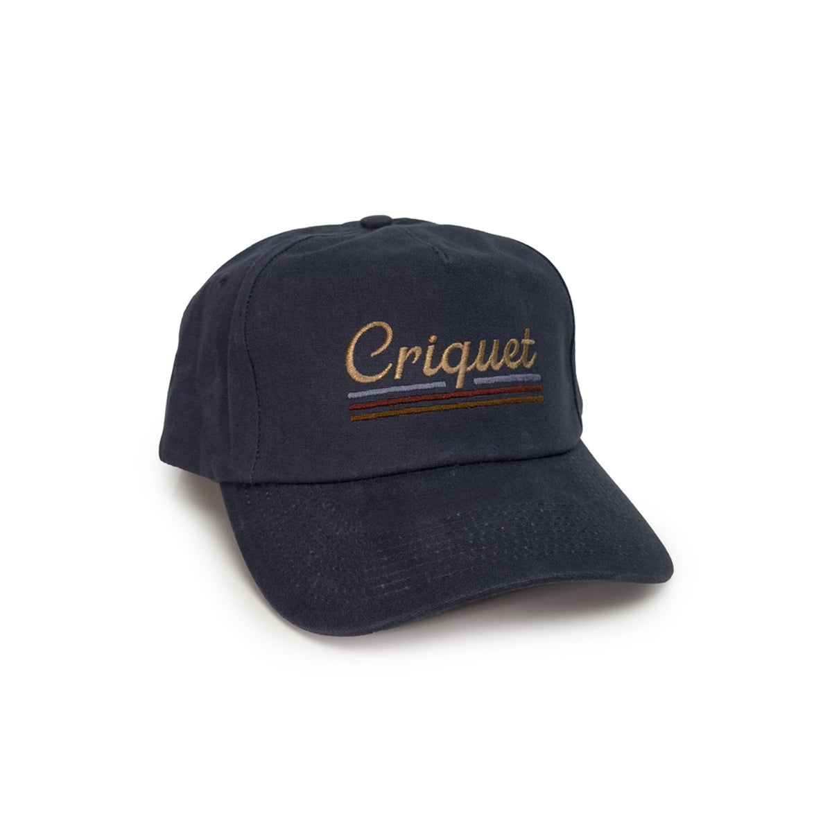 Throwback Hat - Criquet Stripe Embroidery - Navy Waxed Canvas