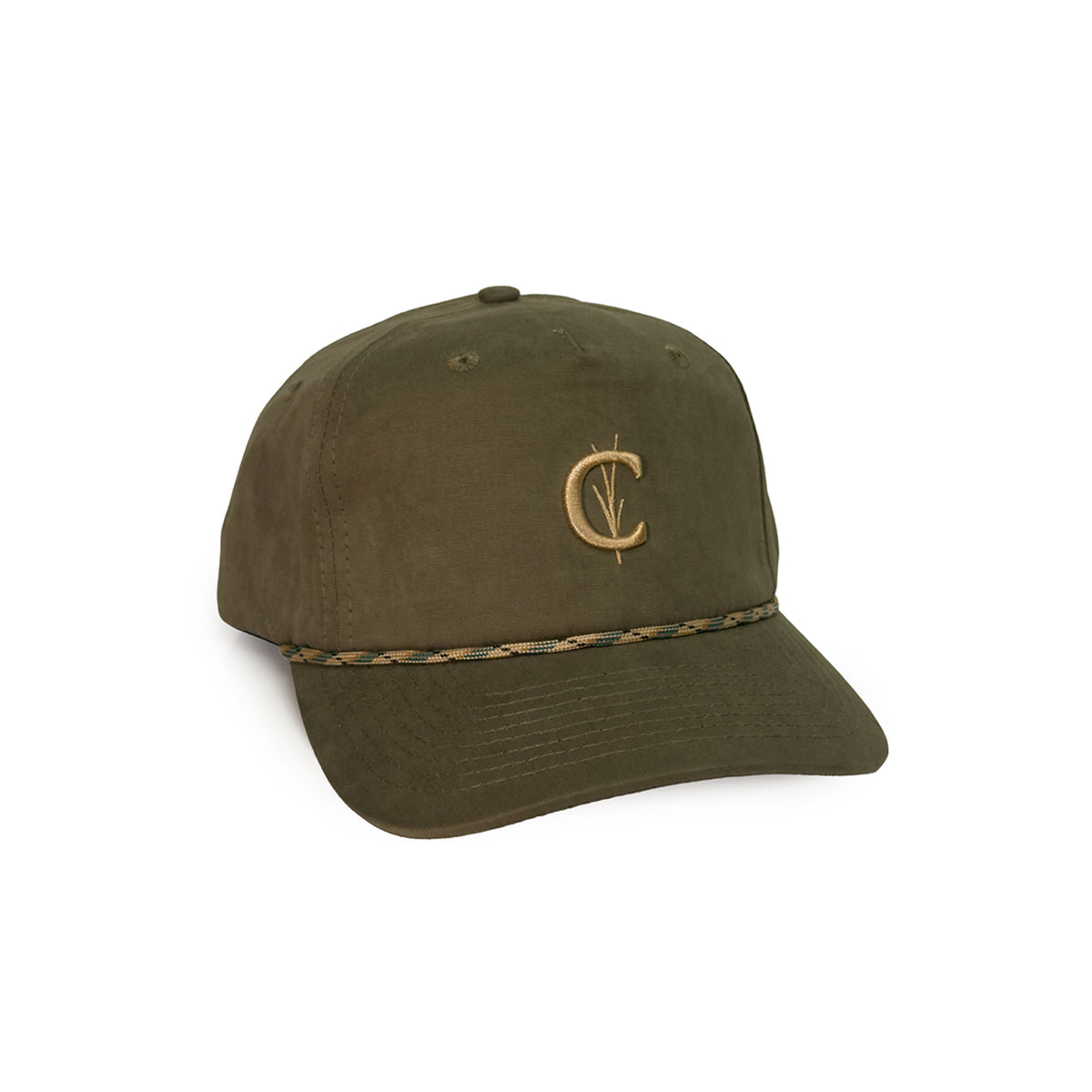 Throwback Hat - Grassy C Embroidery - Peached Olive