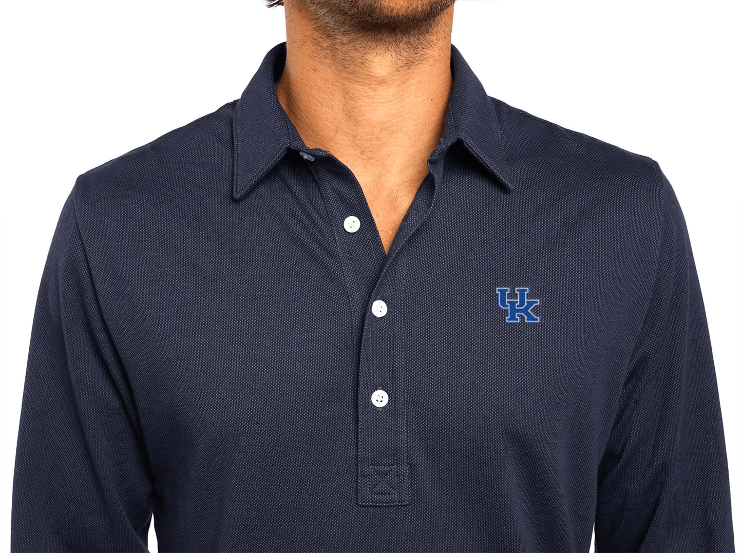 Kentucky - Jacquard Long Sleeve Range Polo - UK Icon - Navy