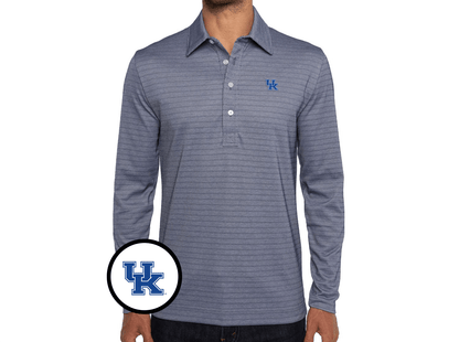 Kentucky - Jacquard Long Sleeve Range Polo - UK Icon - Navy Stripe