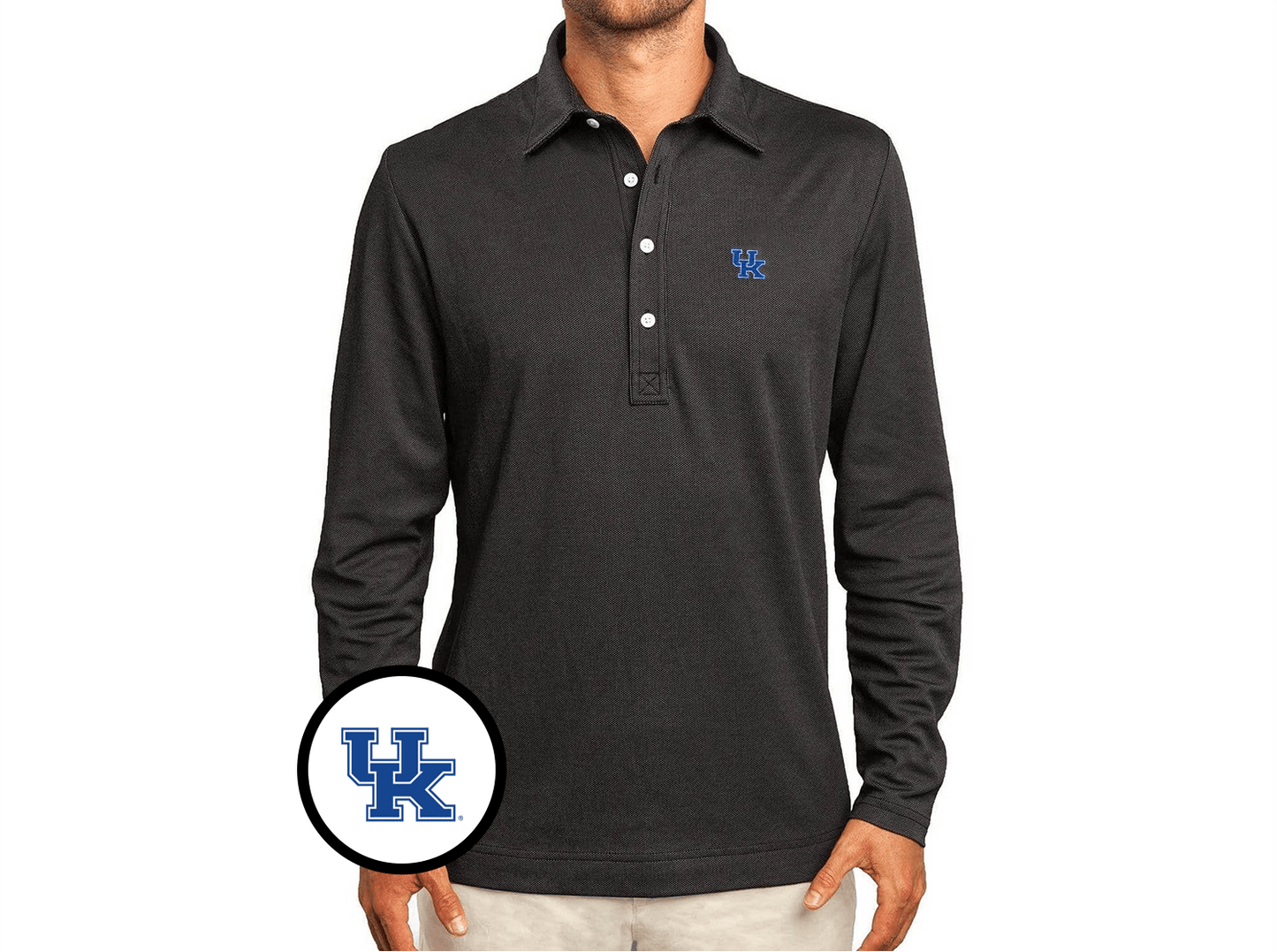 Kentucky - Jacquard Long Sleeve Range Polo - UK Icon - Black