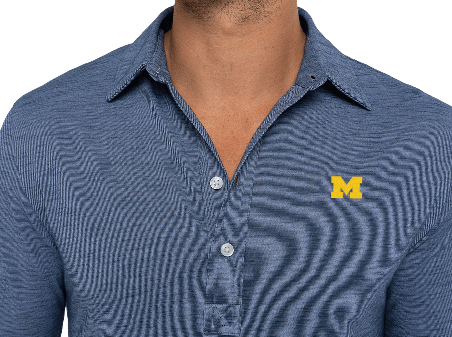 Michigan - Brrr Long Sleeve Range Polo - M Logo - Riviera