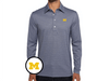 Michigan - Jacquard Long Sleeve Range Polo - M Logo - Navy Stripe