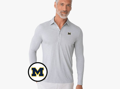 Michigan - Brrr Long Sleeve Range Polo - M Logo - Silverado