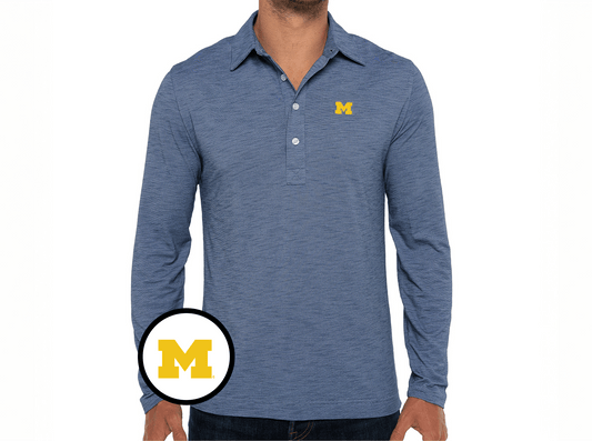 Michigan - Brrr Long Sleeve Range Polo - M Logo - Riviera