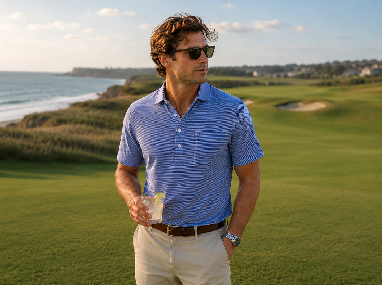 Spread Collar Polo - Hobby Stripe - Navy