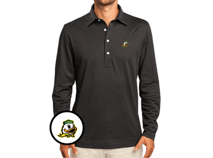 Oregon - Jacquard Long Sleeve Range Polo - Duck - Black