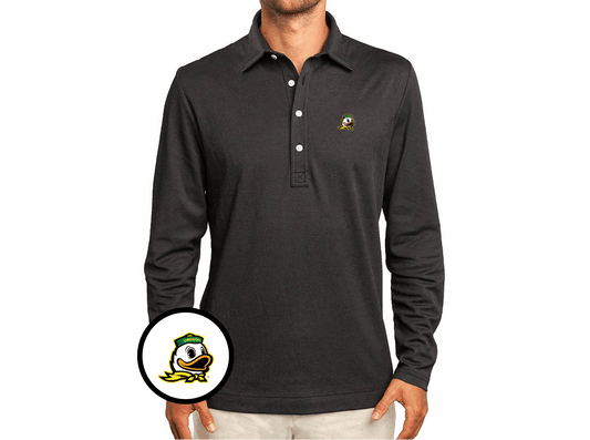 Oregon - Jacquard Long Sleeve Range Polo - Duck - Black