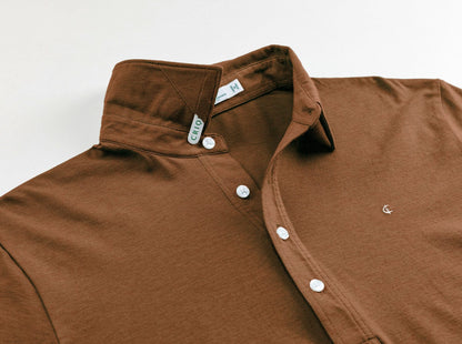 Slim Fit Top-Shelf Range Polo - Pecan Microstripe