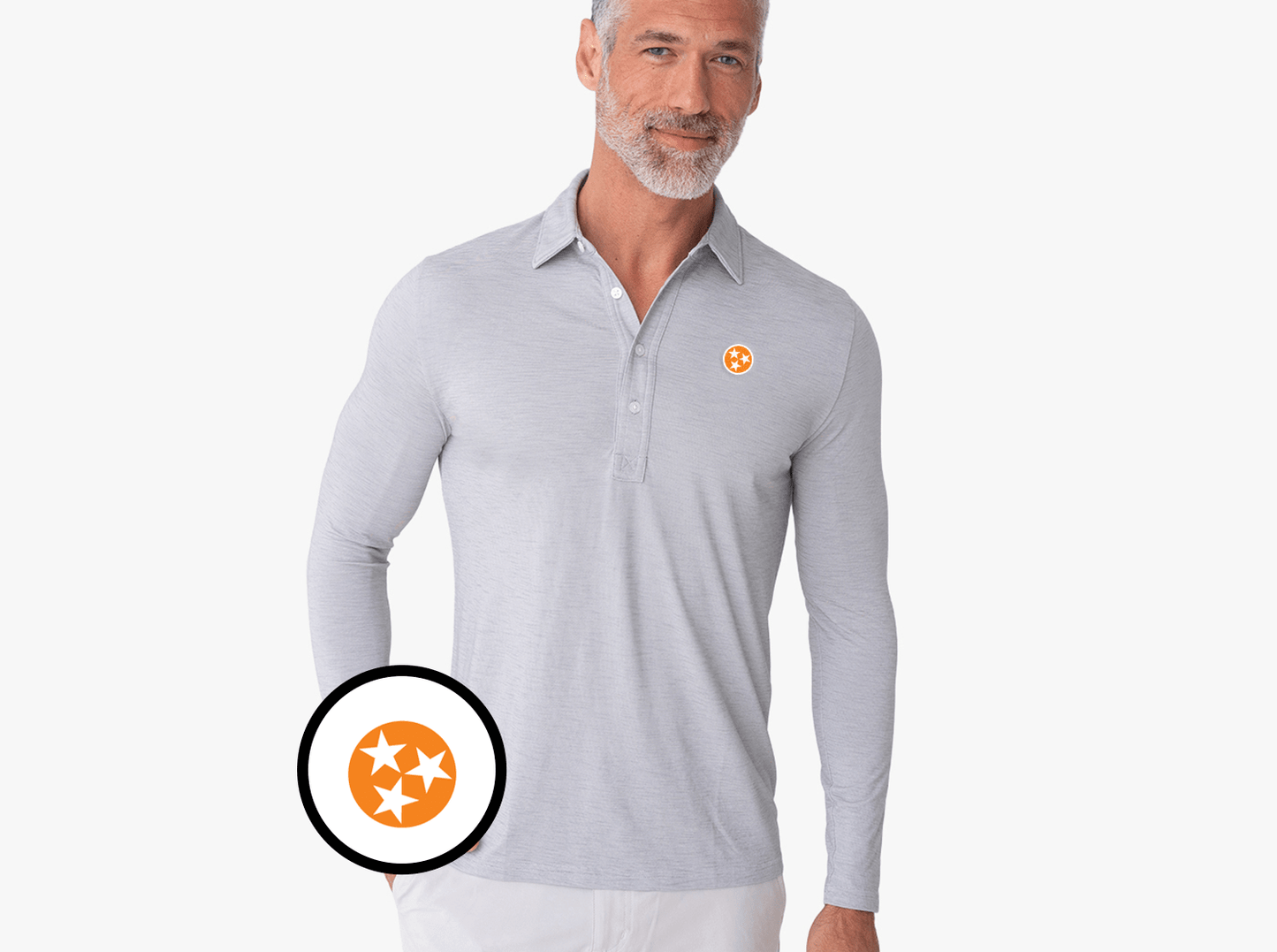 Tennessee - Brrr Long Sleeve Range Polo - 3 Stars - Silverado