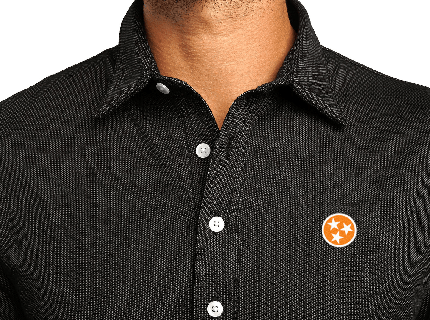 Tennessee - Jacquard Long Sleeve Range Polo - 3 Stars - Black
