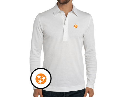 Tennessee - Jacquard Long Sleeve Range Polo - 3 Stars - White
