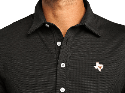 Texas - Jacquard Long Sleeve Polo - State Horn - Black