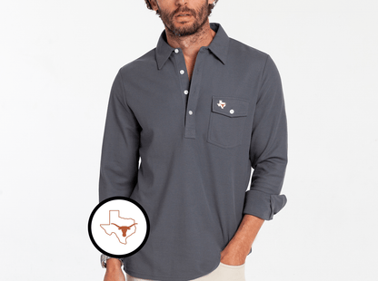 Texas - Long Sleeve Players Shirt - State Horn - Blue Steel