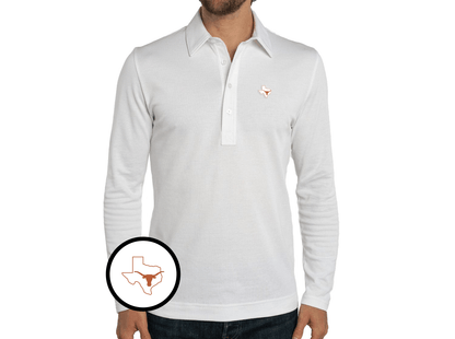 Texas - Jacquard Long Sleeve Range Polo - State Horn - White