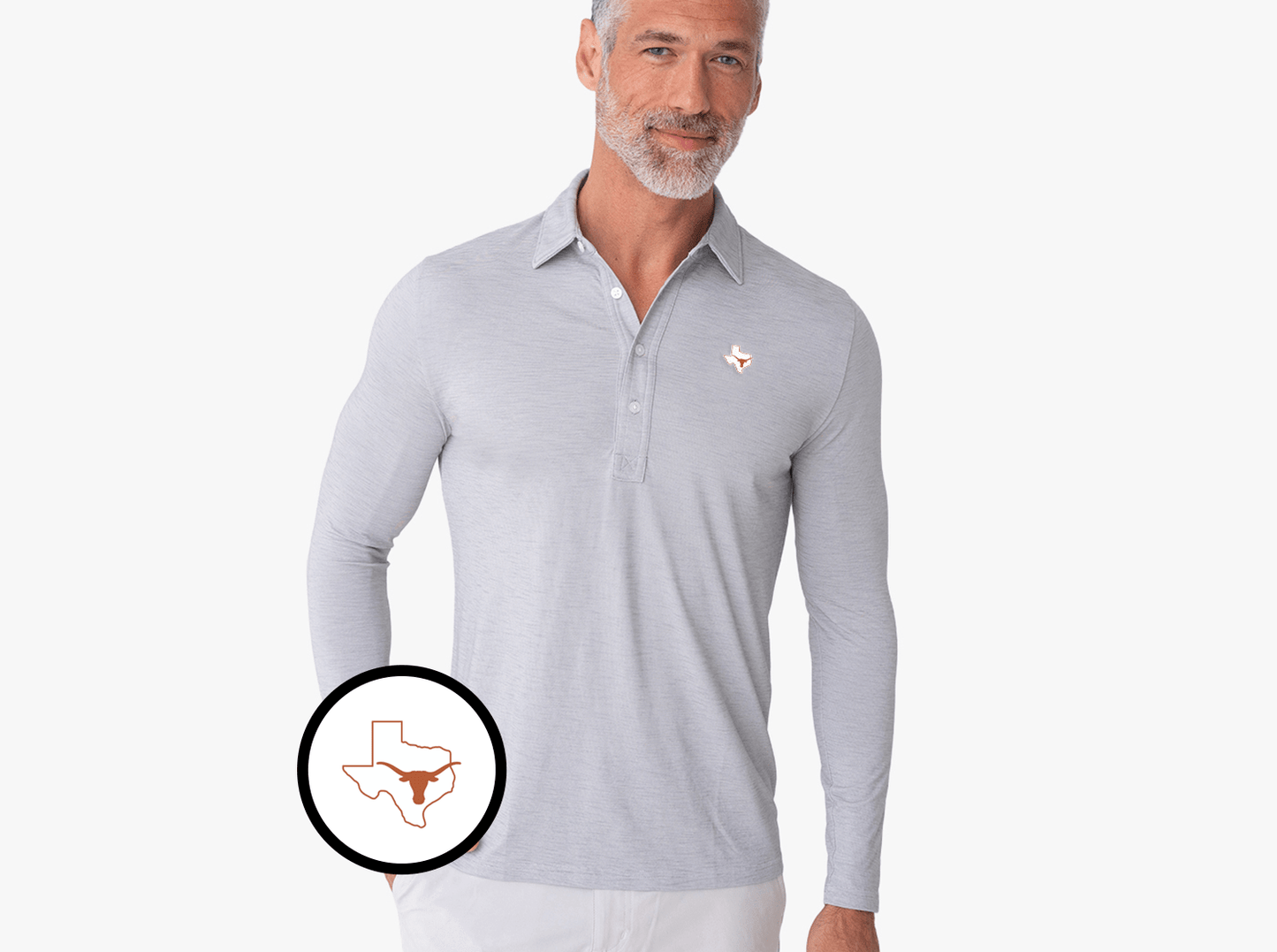 Texas - Brrr Long Sleeve Range Polo - State Horn - Silverado