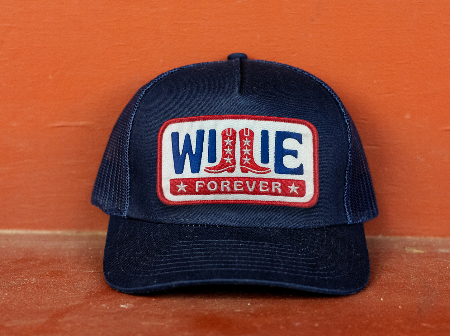 Willie Nelson Trucker Hat - Willie Forever Patch - Navy