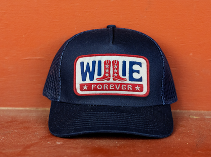 Willie Nelson Trucker Hat - Willie Forever Patch - Navy