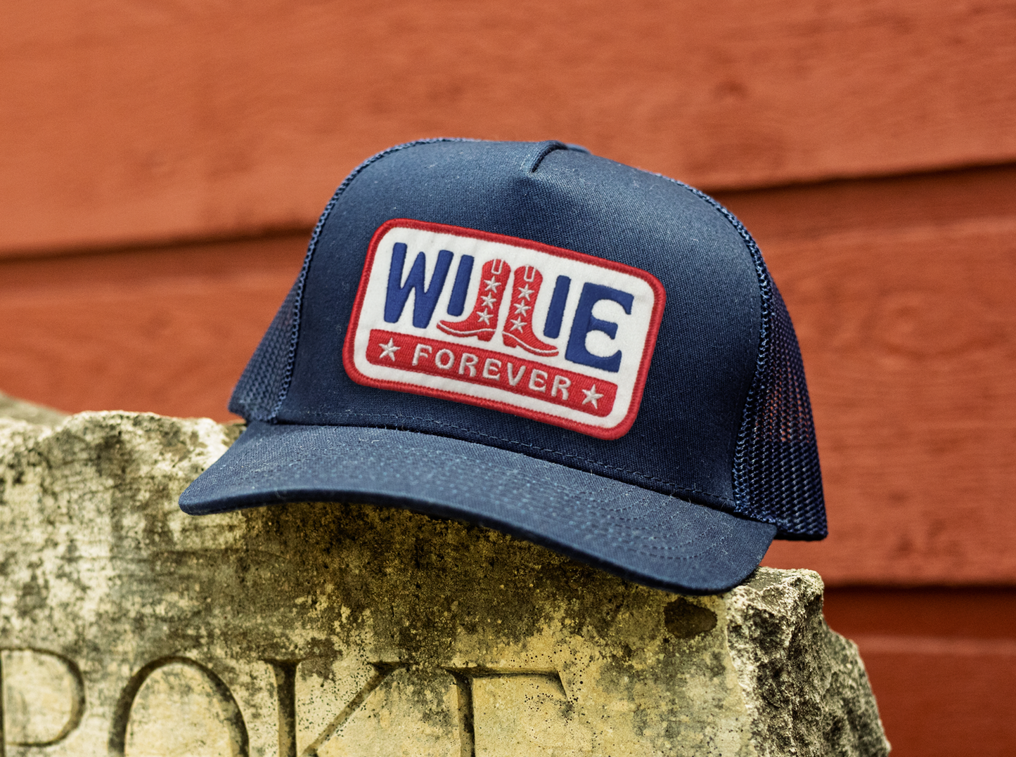 Willie Nelson Trucker Hat - Willie Forever Patch - Navy