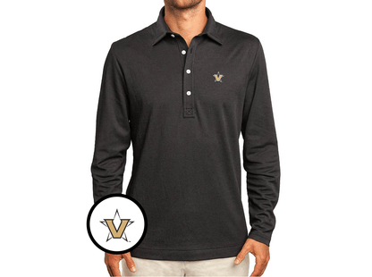 Vanderbilt - Jacquard Long Sleeve Range Polo - V in Star - Black